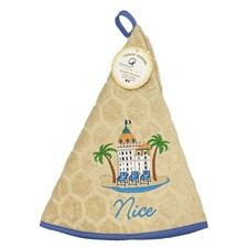 Essuie main rond en éponge coton jacquard qualité premium Negresco Beige - MCTIS