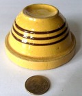 ANTIQUE MINIATURE STONEWARE MIXING BOWL-BROWN STRIPES  - 3 1/2" DIAMETER-2" HGT. — photo 4