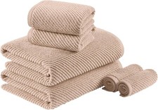100 Zero Twist Cotton Bath Towel Set of 6 for Bathroom, Beige 500 GSM