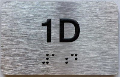 APT NUMBER  1D SIGN/UNIT NUMBER SIGN WITH GRADE 2 BRAILLE -(4 X 2.5, SILVER)-S