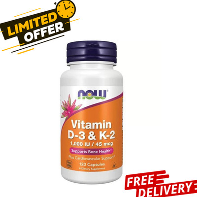 NOW Foods Vitamin D-3 & K-2 120 Caps