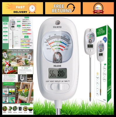7-in-1 Soil Test Kit - Moisture Meter, pH Tester, Fertility & Temp Gauge for Gar