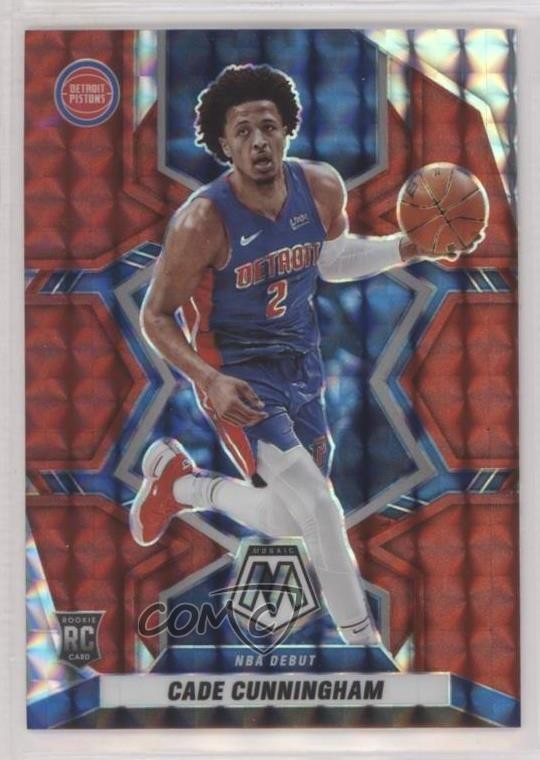 2021-22 Panini Mosaic NBA Debut Red Mosaic Prizm Cade Cunningham #261 10g7
