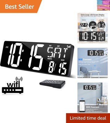 16.5 in Large Display Wall Clock with Temperature/Date/Week, LED Big Digital ...