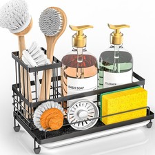 Large Capacity Kitchen Sink Caddy Organizer, Rustproof Non-Slip Sponge Holder...