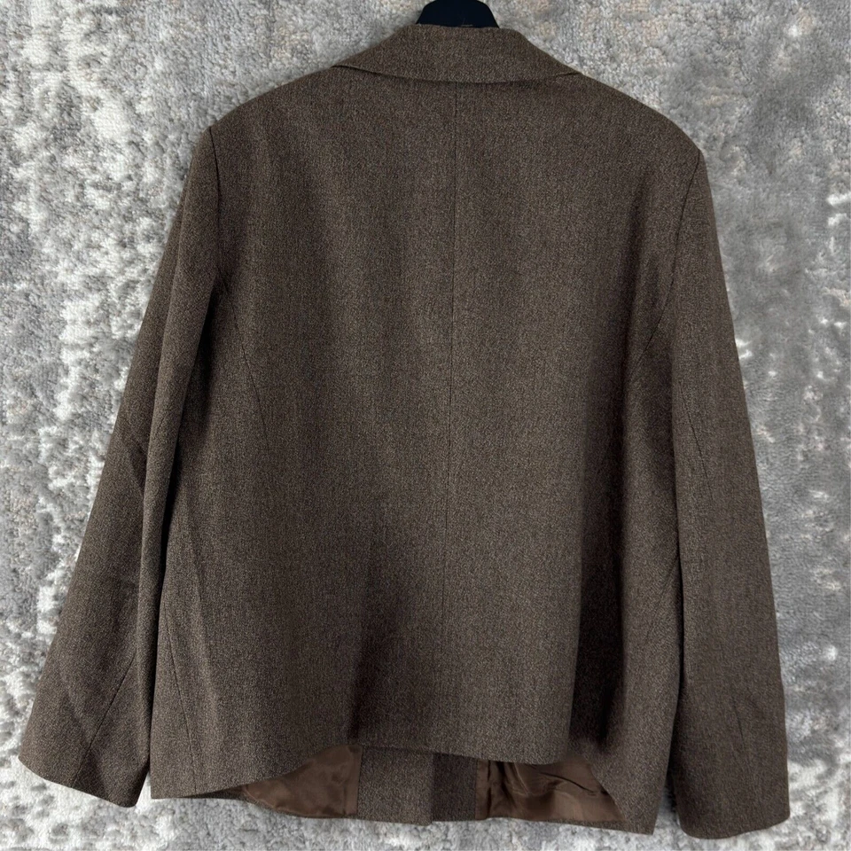 Chaqueta Blazer Gerry Weber Talla 16 Lana Marrón Manga Larga Botón Bolsillo Forrado Foto 4 de 4