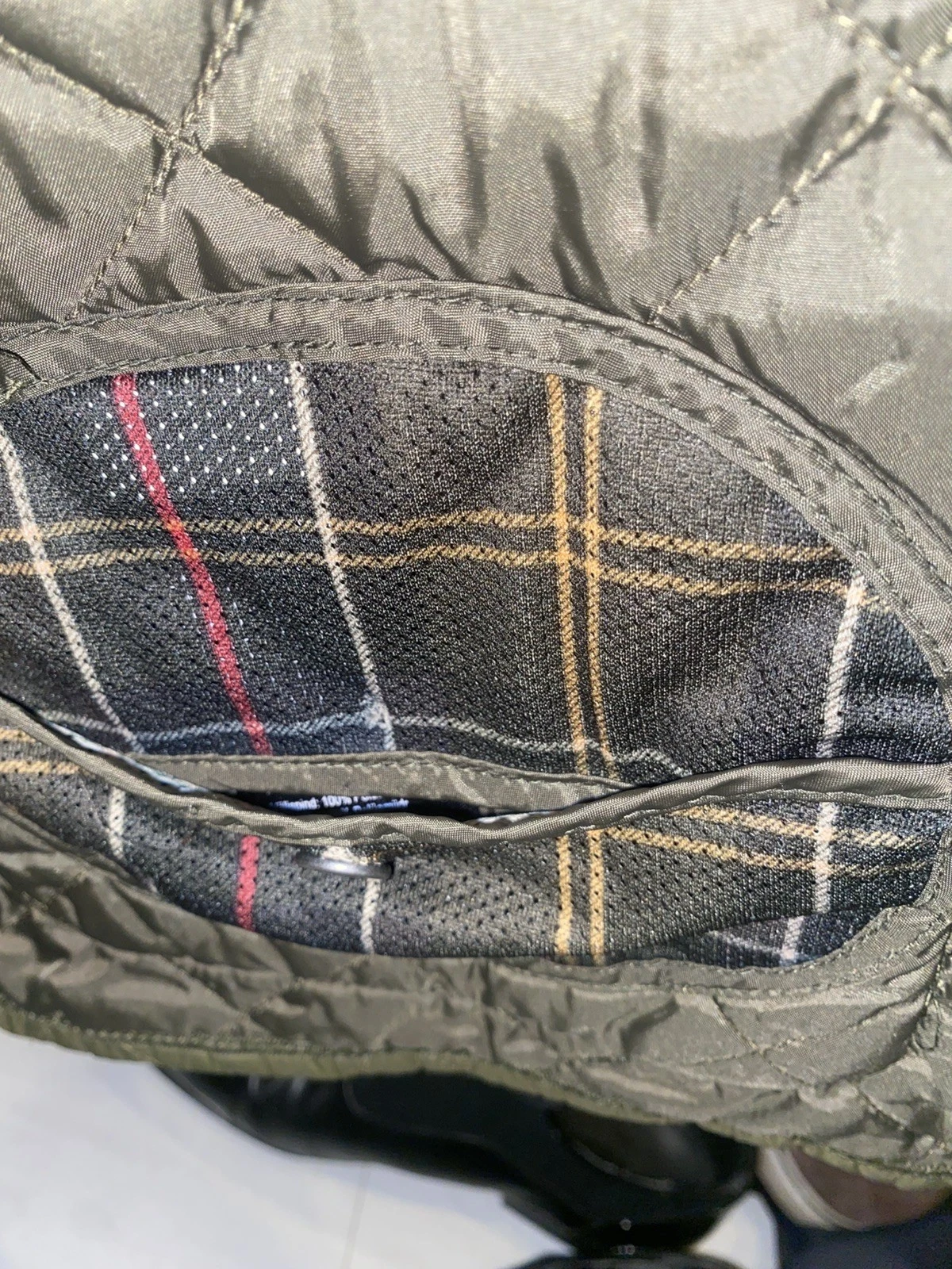 Barbour Dept B Lock Quilt Quilted Jacket Green with Corduroy Collar Men’s Large image 9