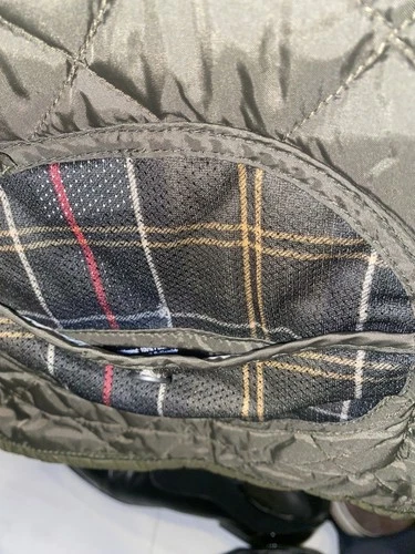 Barbour Dept B Lock Quilt Quilted Jacket Green with Corduroy Collar Men’s Large image 9