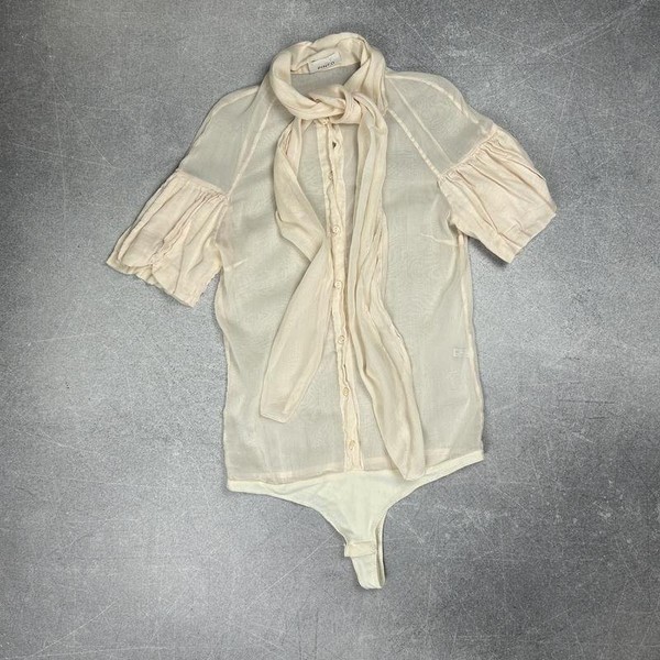 Women Pinko Shirt Beige Silk 34 / XS / 42