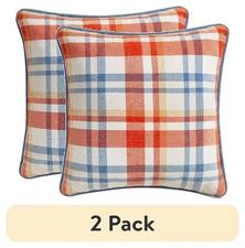 (2 Pack)  18" X 18" Multicolor Plaid Chenille Decorative Pillow