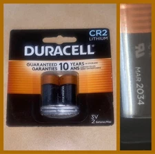 LOT OF 2 Duracell CR2 3V Lithium Battery 2PK Sealed Exp: MARCH 2034 70% Off Msrp