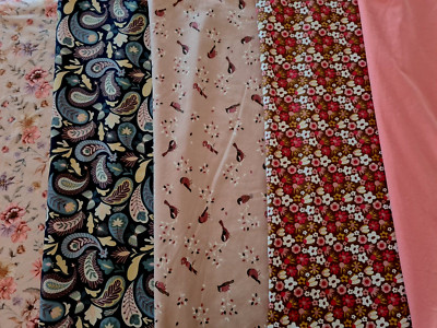 schönes Stoffpaket 3x Baumwolljersey+2x Sweat 30x70cm für Mützen und Snoods Neu
