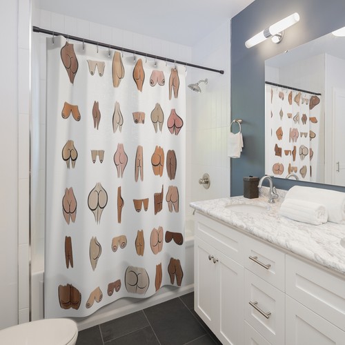 Sexy Butt and Boobs Shower Curtain, Funny Bathroom Decor, Adult Humor Home - Picture 4 of 6
