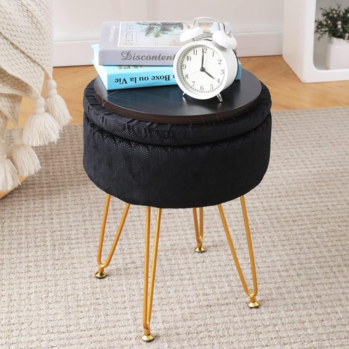 Modern Round Velvet Ottoman with Comfortable Foam Cushion - Perfect for Any Room - Picture 5 of 10
