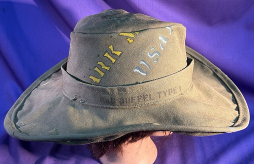GI Art COWBOY HAT upcycled duffel bag 1951 Korea f-86 Sabre jet XL 7 1/2 - Picture 5 of 18