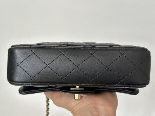CHANEL CLASSIC EXTRA MINI RECTANGLE BLACK LAMBSKIN LEATHER CROSSBODY BAG GOLD HW - Picture 5 of 24