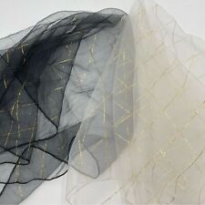 Vintage Scarves - Set of Two Black White Gold Lurex Preowned Gauzy Sheer Striped