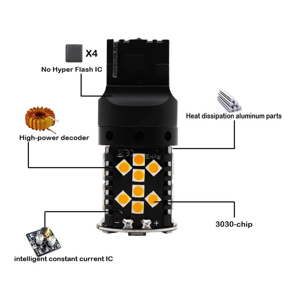 No se requiere resistencia ámbar 7440 3535-SMD LED bombillas de señal de giro delanteras traseras Foto 2 de 4