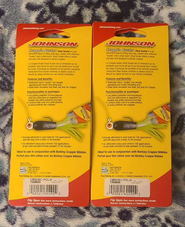 批量 (2) 件 Johnson Crappie Buster Shad Scales 珍珠发光 1.1 盎司 每件全新 — 第 3/4 张图片