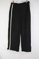 ASOS DESIGN Women's Black High Waist White Seam Detail Wide Leg Pants Sz 12 NWT