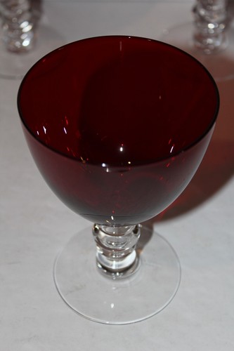 SET OF 3- Duncan & Miller Glass Ruby Red Water Goblets 5 7/8” Tall - Picture 3 of 5