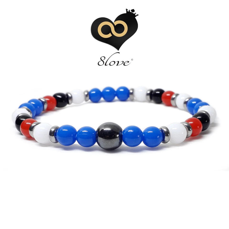Bracciale Sampdoria Ematite con Perle perline braccialetto Elastico Uomo e Donna - Immagine 4 di 4