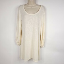 JW Womens Dress Medium Beige Long Sleeve Pullover Relaxed Fit Stretch Comfort 