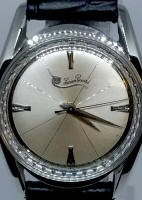 New Old Stock Men s Lucien Piccard Stainless Steel Manual Wind Watch! 1960 s!