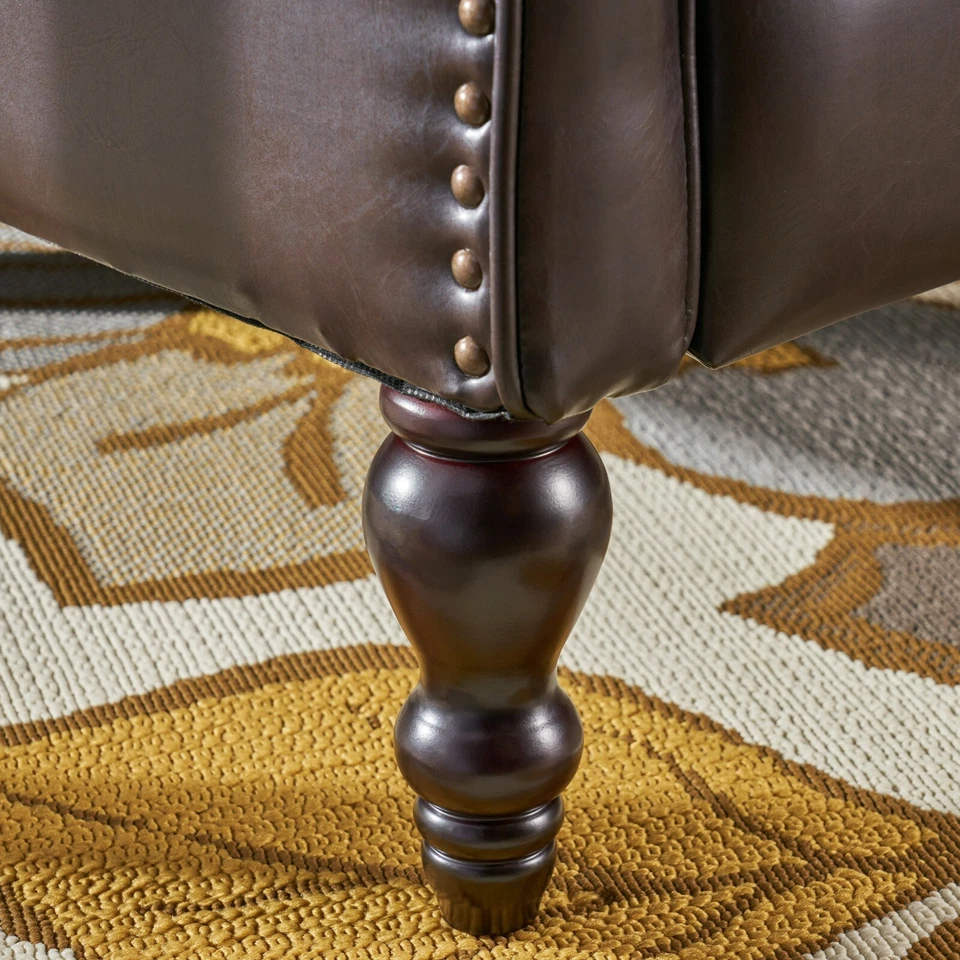 Silla reclinable contemporánea de cuero marrón Temzyl Foto 4 de 4