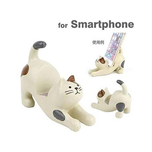 Cream Cat w/ Brown Ear Patch & Gray Spots Smartphone Stand - 第 8/8 張圖片