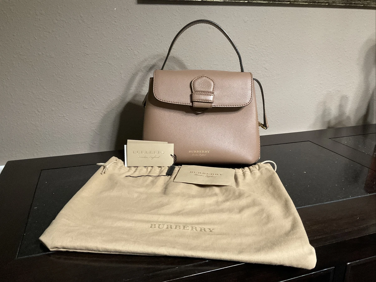 Burberry Blush Pink Leather and House Check Canvas Small Banner Tote  Burberry