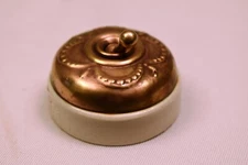 Antique Electric Switch Carving Ceramic & Brass British Make Crabtree Lighting"7