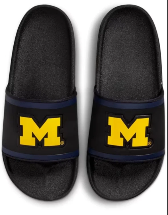 Sandali Nike Offcourt Slide Michigan Wolverines da uomo neri imbottiti nuovi