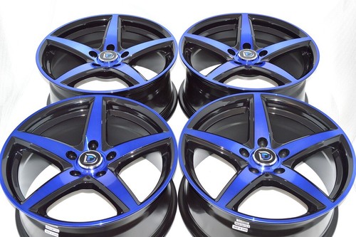 4 New DDR ST1 17x7.5 5x114.3 38mm Black/Blue Face 17