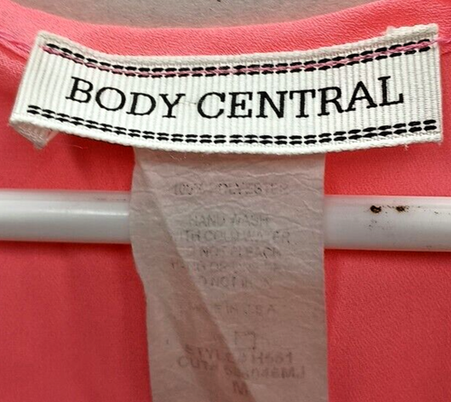 Body Central Solid Top High Low Short Sleeve Hot Pink Womens Sz M - Picture 2 of 4