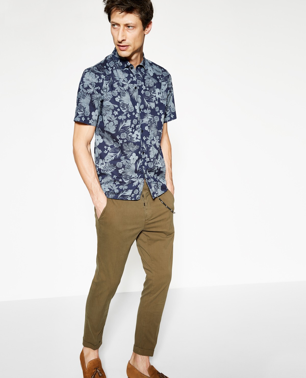 SAINT LAURENT Pantaloni classici The Kooples verdi elasticizzati cotone taglia 48 YSL D&G Boss