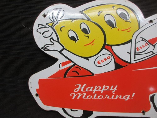 Porcelain Esso Happy Motoring Enamel Metal Sign Plate Size 30" x 17" Inches - Picture 3 of 6