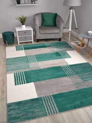 Waldgrün Teppiche Modern Teppich Niederflor Günstig Weich Klein Groß Wohnzimmer Flur 