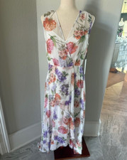 NWT Calvin Klein White and Colorful Floral Maxi Dress Size 6
