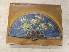 Antique Victorian French Fan - Blue with Flowers