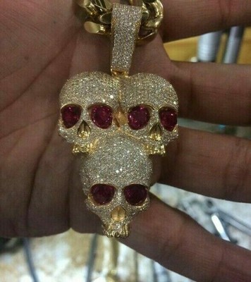 Halloween Gift 12Ct Cut Ruby Skull Head 
