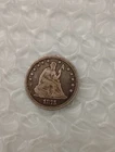 *USA 1/4 Dollar, Seated Liberty Quarter, Silver Coin 1875. VF