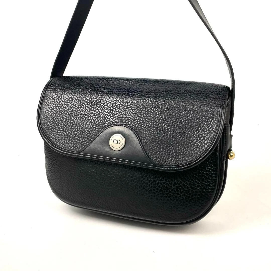 ✨[Bon état] Sac bandoulière DIOR CD matériel doré bandoulière cuir noir