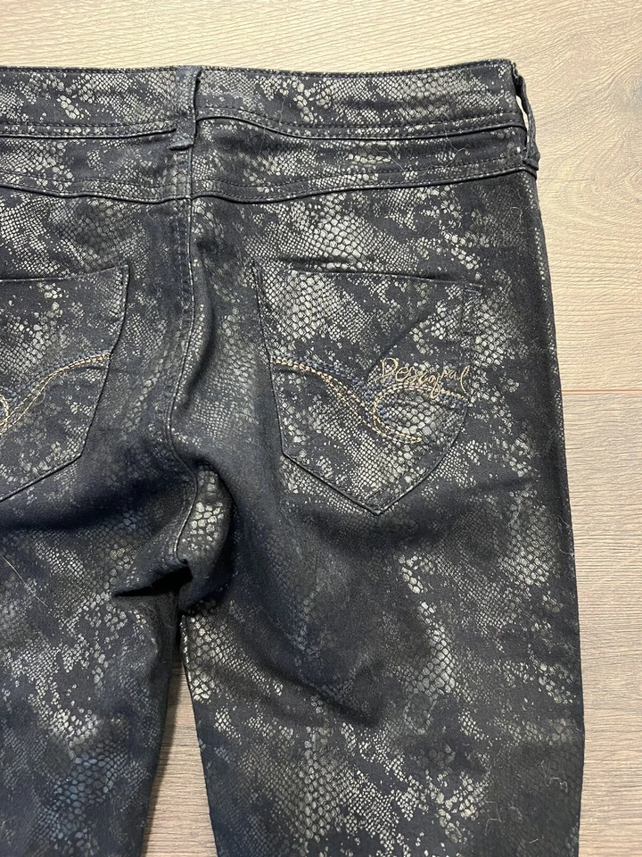 Pantalones al Tobillo DESIGUAL Recubiertos Jegging - Estampado Serpiente - Azul Oscuro - Talla 26 Foto 4 de 4
