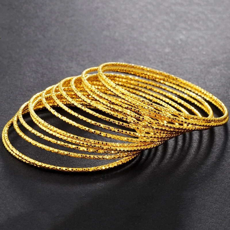 8PcSet 18k золото заполненное женщин 2,75" Dia. Браслеты-браслеты 7 дюймов - Изображение 2 из 4