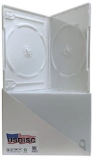USDISC DVD Cases Standard 14mm Premium, Double 2 Disc (White) Lot