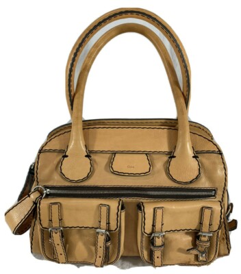 Vintage Chloé Edith stitch pocket Bag CHLOE Double Pocket Edith Contrast Stitch Bowler Satchel Bag