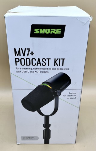 SHURE MV7+ PODCAST KIT DYNAMIC CARDIOID MICROPHONE WITH DESKTOP STAND BLACK