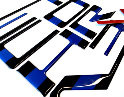3D BLACK BLUE LINE DOMED RAISED TAILGATE LETTERS FITS SILVERAD 2019-2025