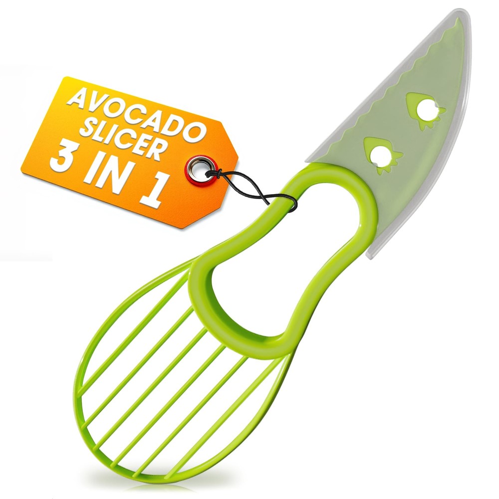 Avocado Peeler 3 In 1 Avocado Slicer Tool - Three in One Avocado Slicer - Gre...
